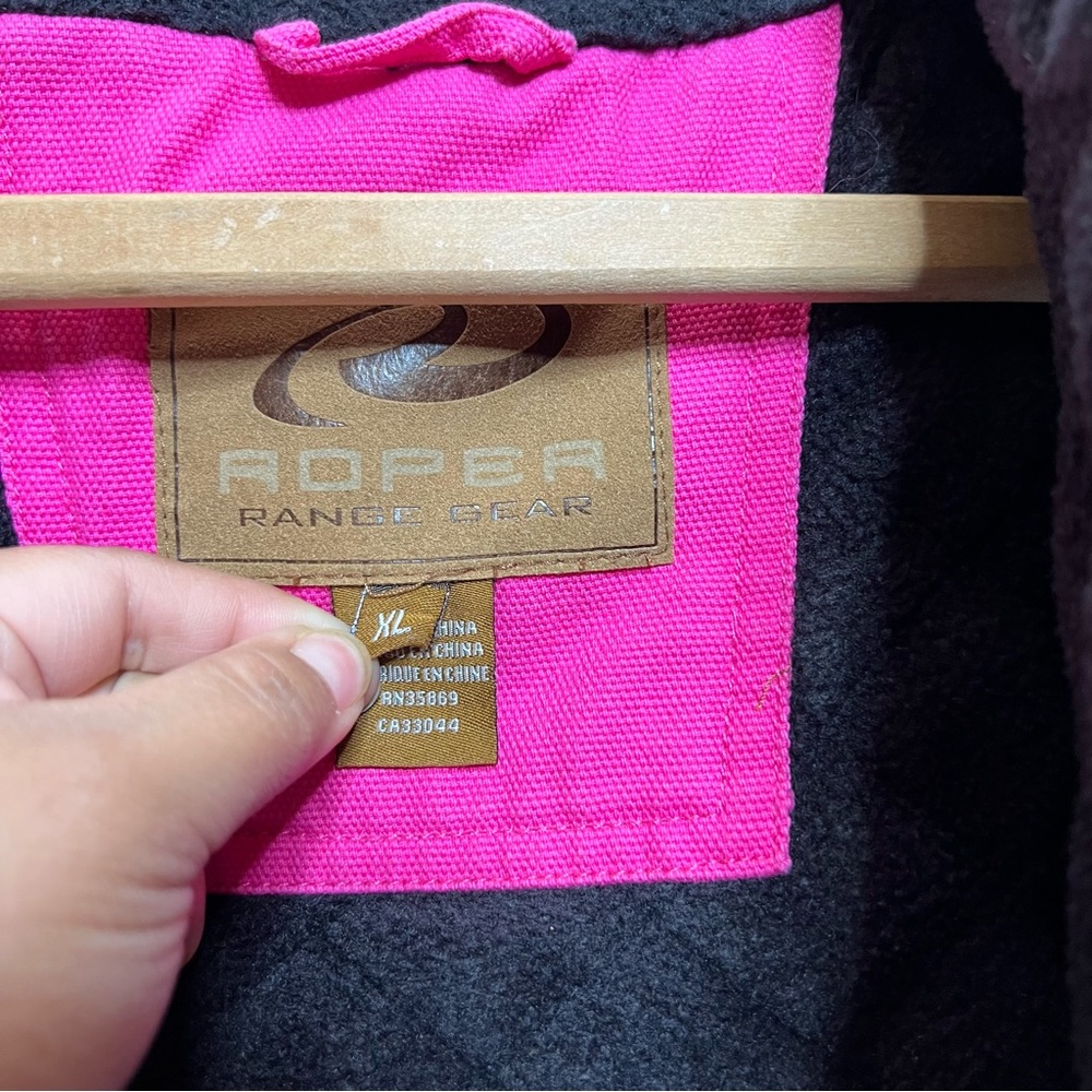 ROPER Houston Rodeo Livestock Committee Pink Canvas Quilt Fleece Vest - Picture 12 of 13